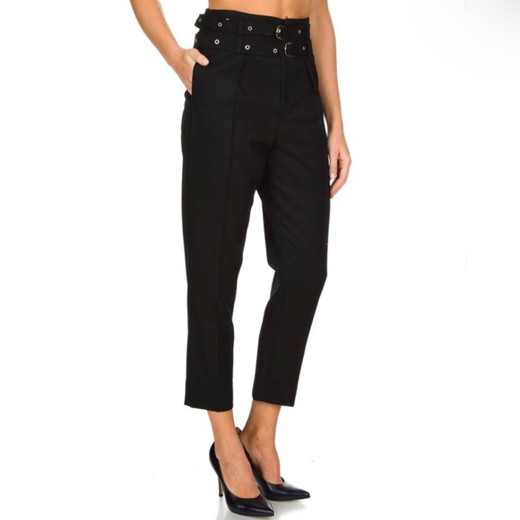 NEW IRO BLACK HIGH WAISTED WOOL PANTS - Picture 4 of 10